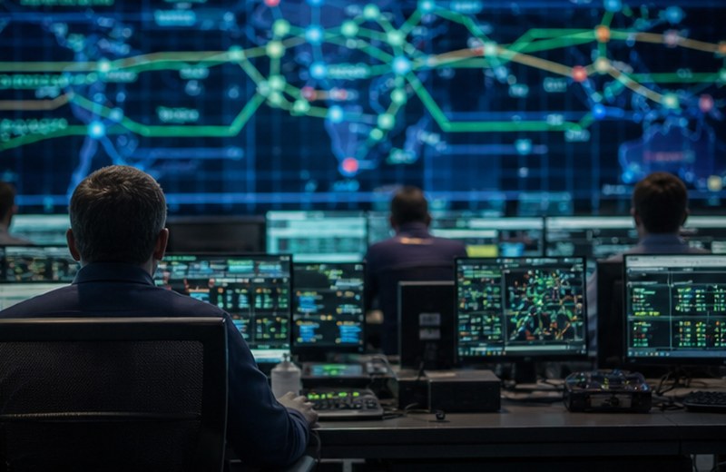 Cinematic grid and data-center infrastructure thumbnail for Source 028.
