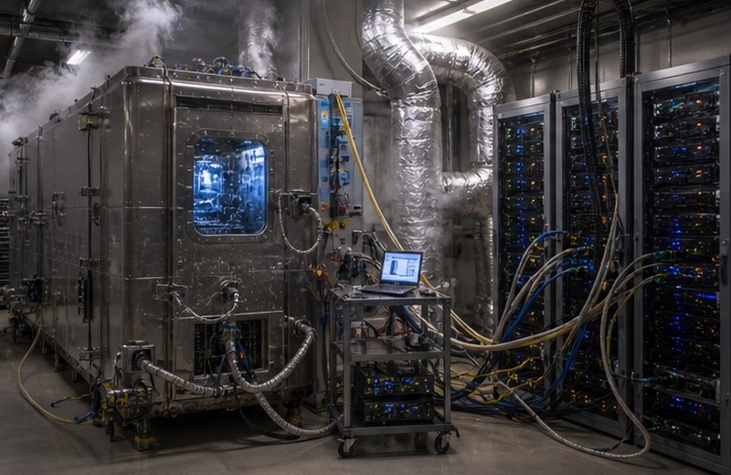 Cinematic laboratory, server-room, or power-equipment thumbnail for Source 040.